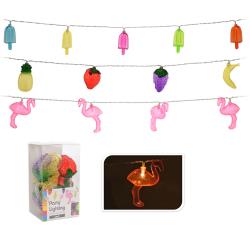 Party lights με 20 Led μπαταρίας, σε 3 σχέδια (παγωτά,φρούτα,flamingo), μήκος 4,0μ. 