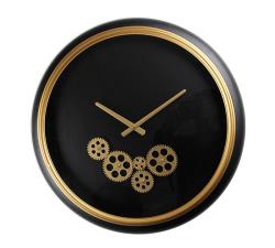 Μοντέρνο Ρολόι τοίχου μεταλλικό με κινούμενο μηχανισμό,Μαύρο/Χρυσό,52cm
