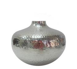 Σφυρήλατο βάζο αλουμινίου, γυαλιστερό ασημί 24x18cm