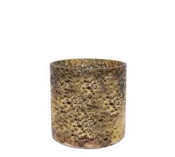 Γυάλινο κηροπήγιο ρεσό σε παλαιωμένο χρυσό 10x10cm