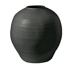 Στρογγυλό κεραμικό βάζο μαύρο,37x38cm