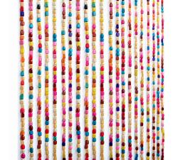 Κουρτίνα κρόσι από πολύχρωμα ξυλάκια, 90x180cm