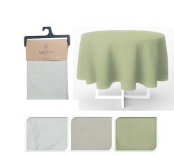 Τραπεζομάντηλο cotton & polyester, λαδί,λευκό,μπέζ,διαμ.150cm